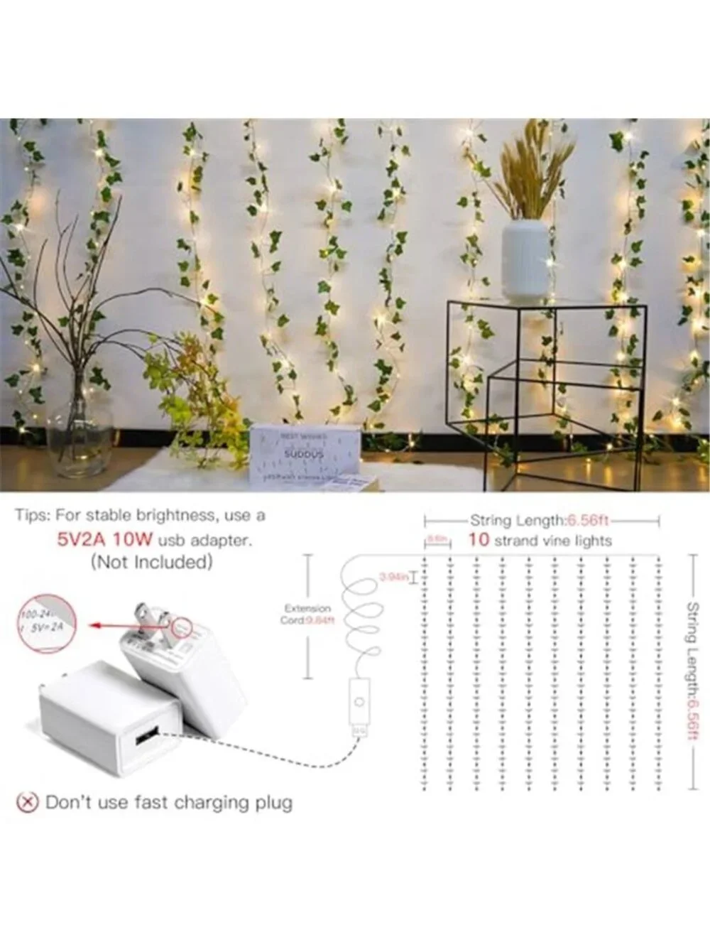 LED Vine Curtain Lights Fairy String Lights Bedroom Wall Decor Remote Control